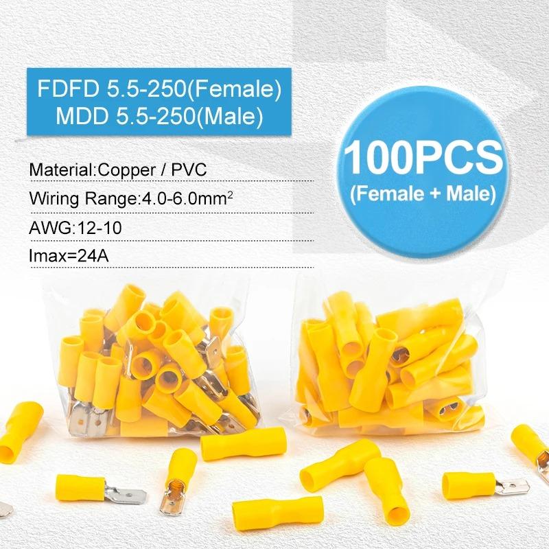 Spade Crimp Terminals Electrical Wire Connectors Insulated Male and Female For Quick Connection Cables Splice Plugs