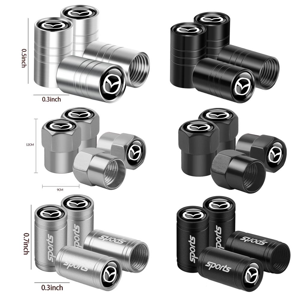 Frosted 4pcs Car Tire Valve Cap Metal Dust Cover Accessories For Mazda 2 3 5 6 Axela Atenza Demio Speed CX4 CX-5 CX7 CX-8 MS h2