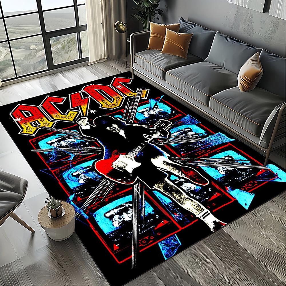 3D AC-DC-Rock Band Мультяшный Ковер Большой, Ковер для Гостиной Спальни Дивана Прихожей Декор, Детский Нескользящий Коврик