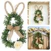Венок Кролик Easter Bunny-Тематический Венок из Искусственных Цветов Декоративный Реалистичный-Зелень Украшает Пасхальный Декор Праздничная Композиция