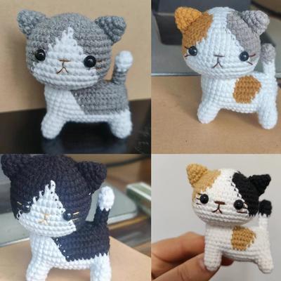 Милый Вязаный Крючком Кот Мини Вязаный Кот Креативное Ручное Вязание Животное Декор Книжной Полки Рождественский Подарок