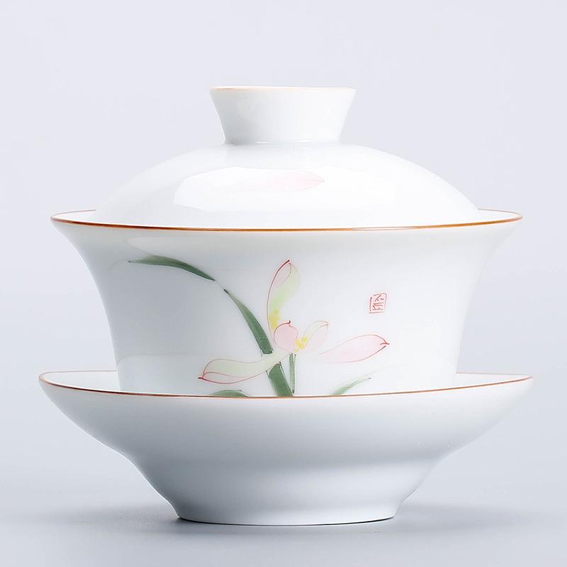 Новый стиль, ручная роспись, белая фарфоровая чаша для чая, удобство в путешествии, чайный сервиз, чайный сервиз, офисная бытовая питьевая посуда NLSLASI
