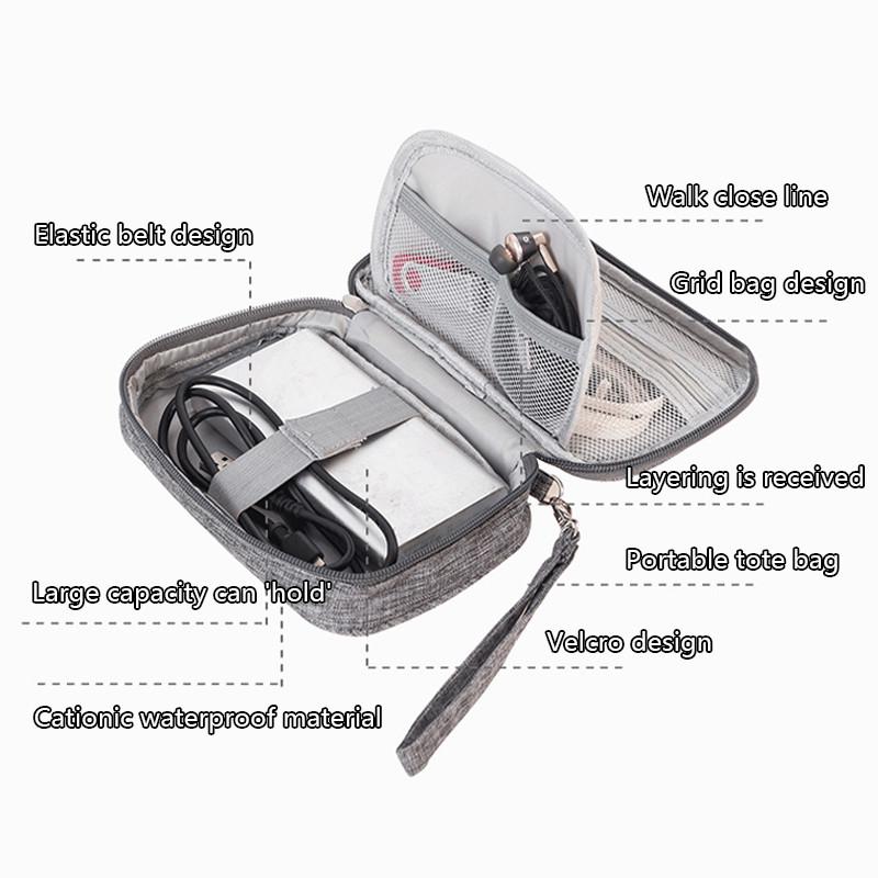 Portable Cable Digital Storage Bags Organizer USB Gadgets Wires Charger Power Battery Zipper Cosmetic Bag Case