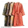Print Flower Cotton Gauze Kimono Bathrobe Gown Female Robe Negligee Loose Home Dressing Gown Sleepwear Spring Summer Nightwear