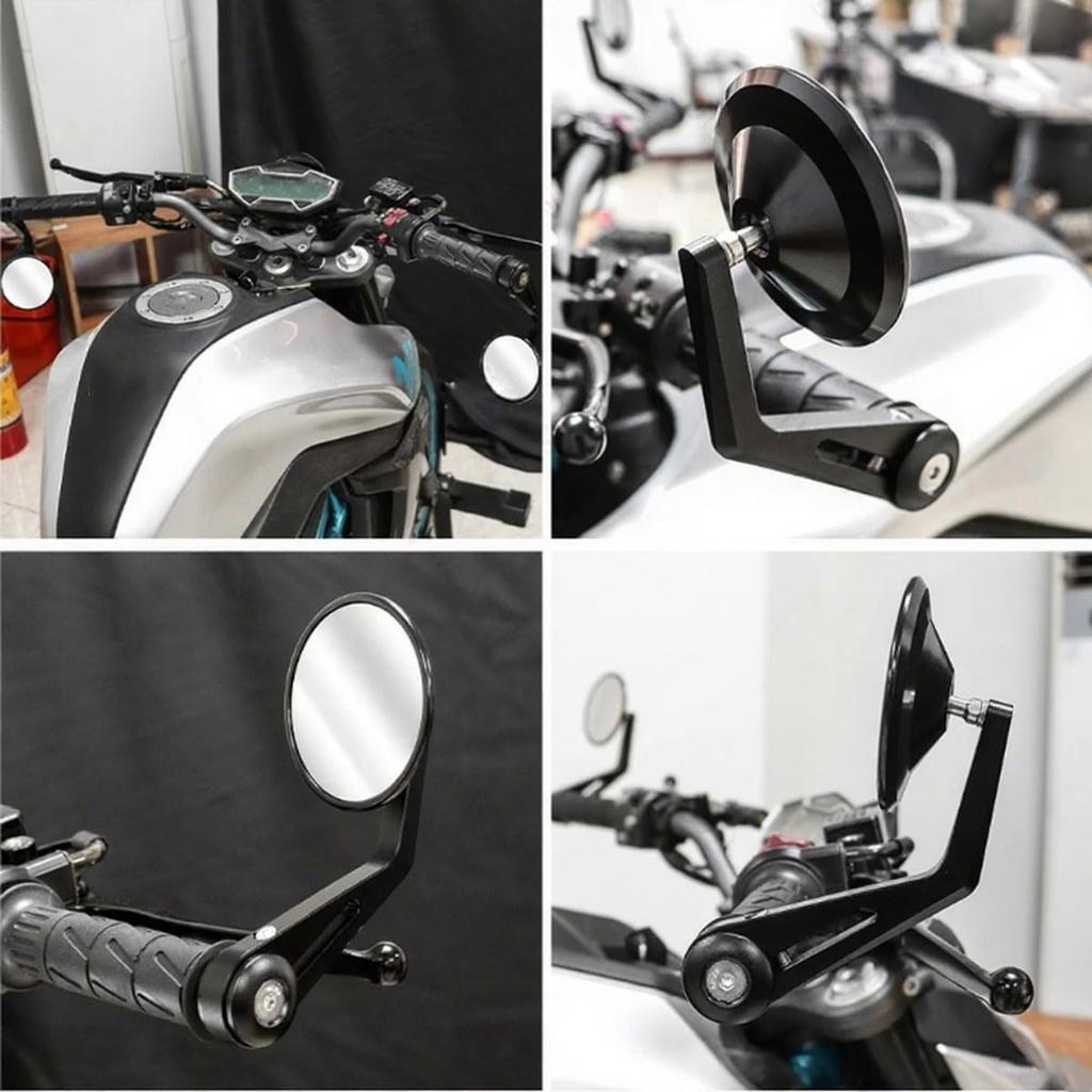 SZYUMO Мотоциклетные CNC Алюминиевые Торцевые Грузики Руля Универсальные Черные Круглые Левый и Правый Комплект Корпусные Зеркала, Зеркала, (Глянцевая модель)