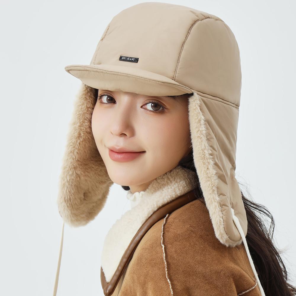 Новый стиль Мода Женская шапка-бомбер Зимняя теплая плюшевая меховая шапка Шапки в стиле пилота для женщин Ветрозащитная и морозостойкая шапка