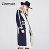 Cinemore Новая ветровка, длинное классическое модное женское пальто с капюшоном, осень 2022, повседневный весенне-осенний плащ 92205-1