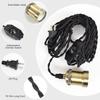 Plug in Pendant Light Cord hanging light kit with dimmer switch,Farmhouse Hanging Lights19.69 ft power cord length,Hemp Rope Plug in black Hanging