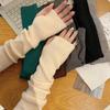 Women Knitted Arm Warmer Long Fingerless Gloves Mitten Winter  Solid Arm Sleeve Fashion Casual Soft Girls Clothes Punk Gloves