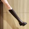 Brown Boots Women's Boots Thick Heel Autumn and Winter V-mouth Small Skinny High Heel Platform Boots Tall Knight Boots