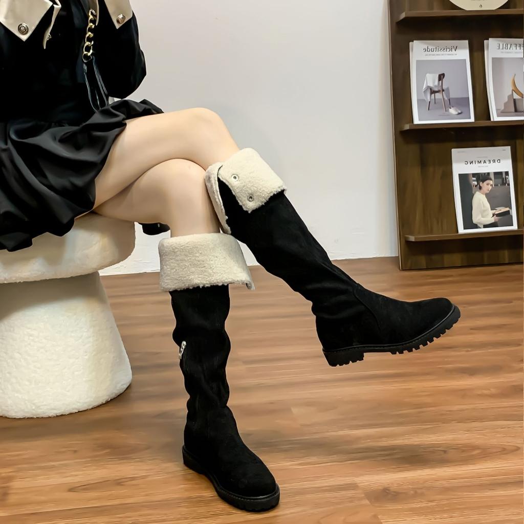 Виноградная мать зима новые длинные сноубутсы до колена толстый бархат теплые сапоги 2025 корейская версия удобные на толстой подошве сапоги на платформе
