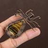 Natural Tiger Eye Gemstone Handmade Copper Wire Wrap Spider Pendant 2.56" B6e86