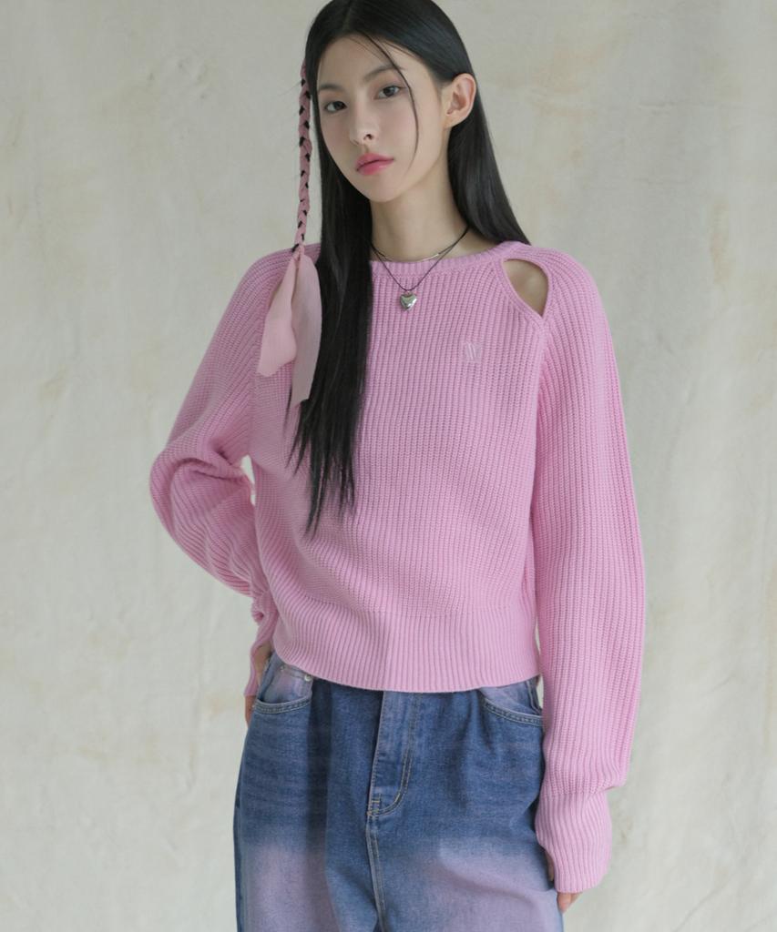 AVANDRESS Ribbed Cut-Out Knit Black