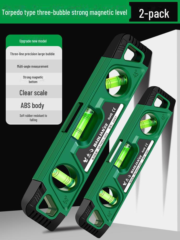 Mini Magnetic Torpedo Level - 230mm Woodworking Precision Ruler