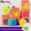 Cartoon Smiling Face Dishwashing Sponge Scrubber - Temperature-Sensitive Kitchen Cleaning Tool