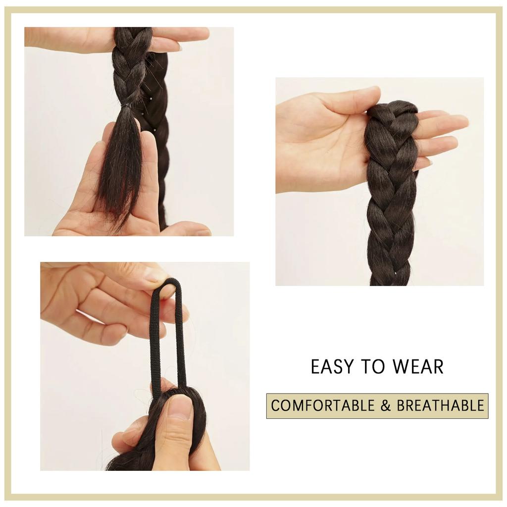 Длинный плетеный хвост с эластичными завязками для волос, синтетические наращивание волос для ежедневного использования, аксессуары для волос для вечеринок