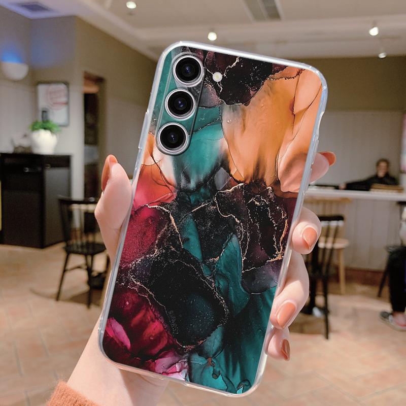 Для Samsung Galaxy S24 Чехол S24 Plus S 24 Ultra Чехол для телефона Мраморный Прозрачный Coque Мягкий ТПУ Fundas Для Samsung S25 FE S25+ Чехол