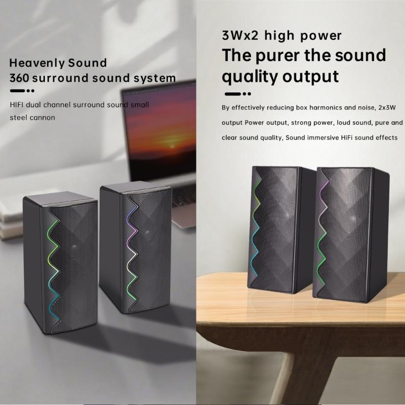 Мини-динамик Разноцветный светодиодный Мультимедийный USB-динамик С магнитной основой Для настольных игр и музыки