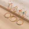 European & American Cold Style Gemstone Inlaid Irregular Metal Ring Set