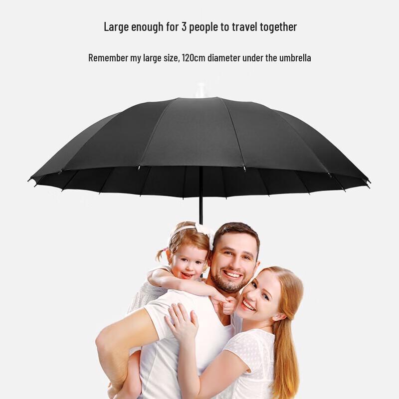Hongye 16-Rib Semi-Automatic Windproof Straight Umbrella