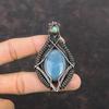 Aquamarine Pendant Copper Wire Wrapped Pendant Labradorite Pendant Copper Jewelry Gift For Mother Wrapped Gemstone Pendant Handmade Pendant