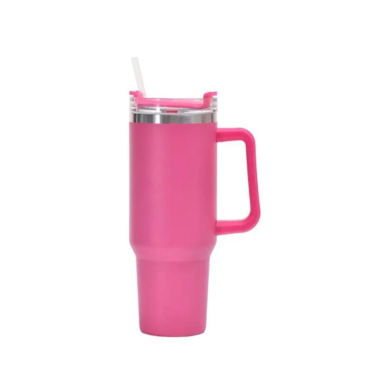 Handle Cup Car Cup Summer New Large Capacity Car Double-layer Water Cup 304 Ice Bomber Thermos Cup with Straw