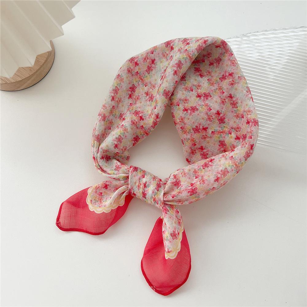 Маленький квадратный шарф из хлопка и льна, шелковый шарф, женский, весна и осень, новый стиль, художественный и универсальный, модный, темпераментный шарф-повязка на голову