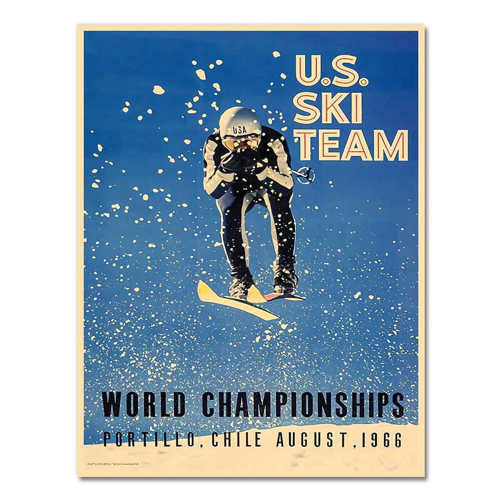Retro Ski in Alps Switzerland Canvas Painting Skiing Vintage Wall Kraft Posters Coated Wall Stickers Home Decoration Pictures
