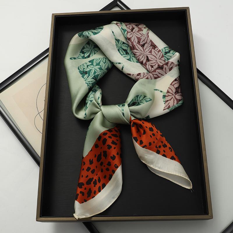 Luxury Women Silk Square Scarf Shawl Fashion Xiaoxiangfeng Print Design Satin Hijab Wraps Neckerchief Female Hair Bands 70*70CM