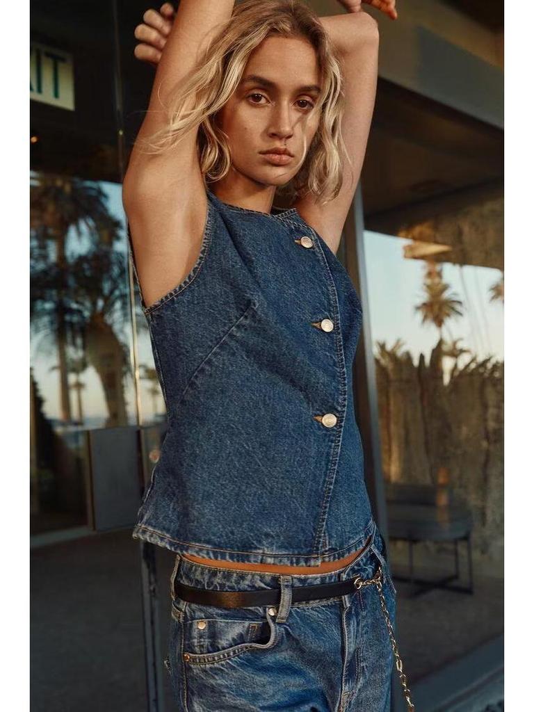 Autumn Women's European-American French-Style Casual Fashion Versatile Denim Vest