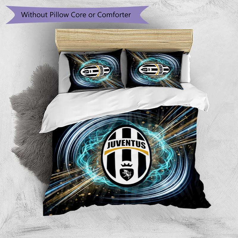 Juventus FC С принтом 3 шт. Комплект постельного белья Мягкий, приятный для кожи, стирающийся Пододеяльник и Наволочки Комплект Для всех сезонов Спальня