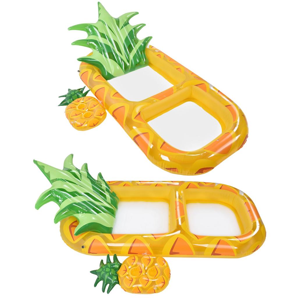 Inflatable Pool Floats Pineapple Shape Headrest Large Size Swimming Pool Raft with Cup Holder