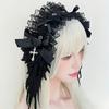 Sweet Ruffled Hairband Ribbon Bow Anime Maid Cosplay Headdress  Cosplay Accessory