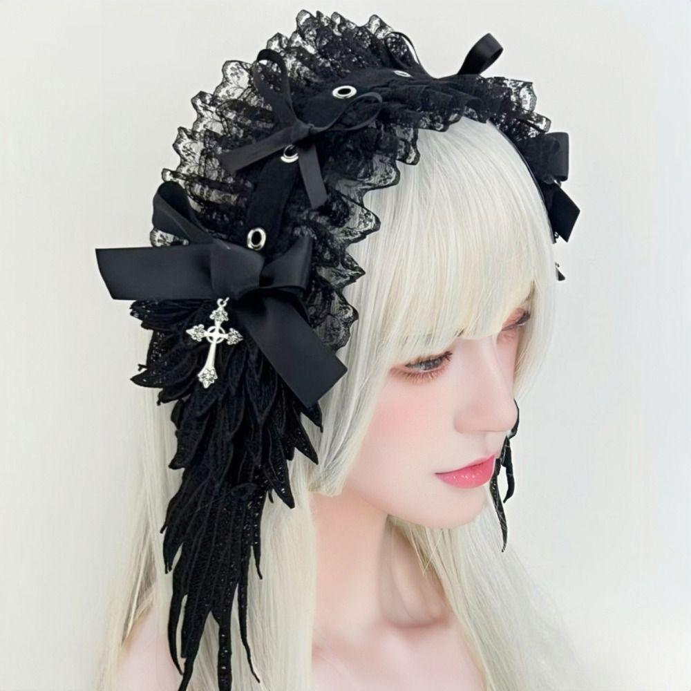 Sweet Ruffled Hairband Ribbon Bow Anime Maid Cosplay Headdress Cosplay Accessory