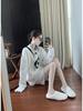 Women's Winter Black Knit Sweater and High-Waist Wide-Leg Shorts Two-Piece Set