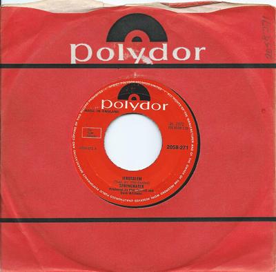 7-дюймовая пластинка SPRINGWATER - Иерусалим 2058271 Polydor 1972 UK Поп Б/У