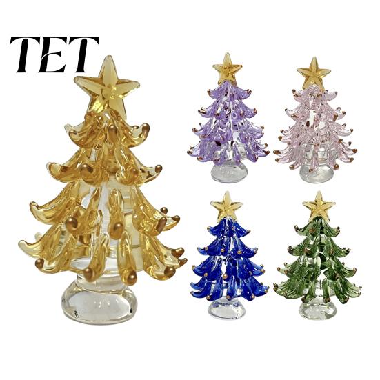 Decorative Crafts for Home Display Glass Christmas Tree with Star Topper, Mini Craft Gifts Figurine, Creative Tabletop Ornament, Holiday Party
