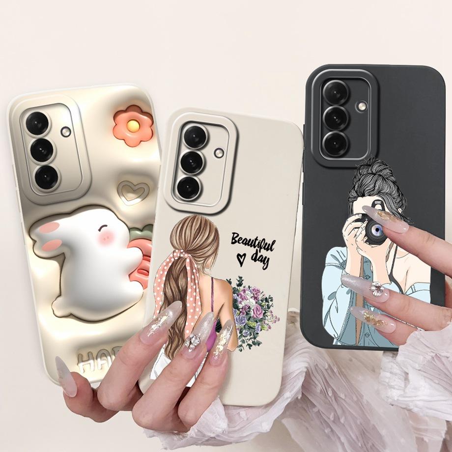 Чехол для телефона Samsung Galaxy A56 A36 A26 5G, мягкий матовый чехол из жидкого силикона, задняя крышка, рисунок 'Любовь Сердце', 'Цветочный Девичий', Fundas