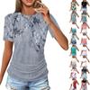 Женские футболки, модные повседневные топы с круглым вырезом и коротким рукавом, туника с принтом