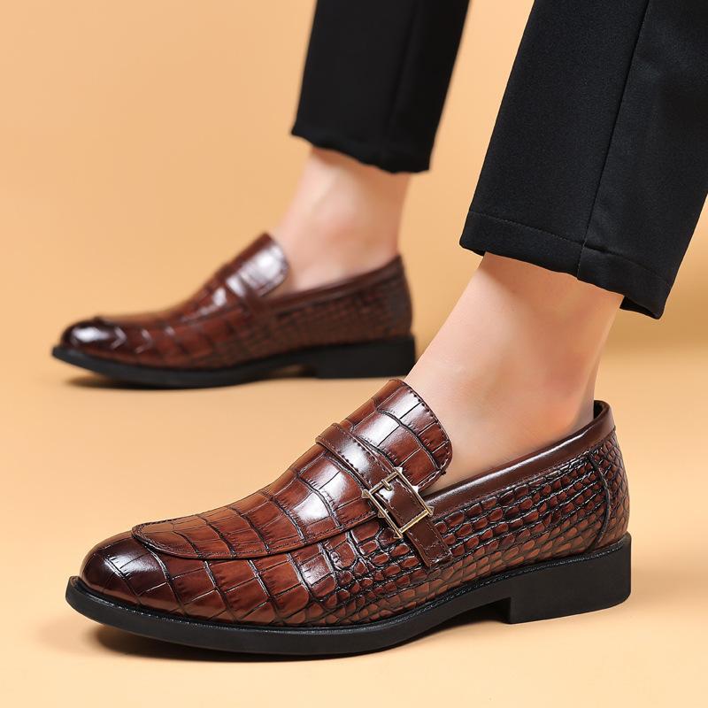 Fashion High Quality Leather Shoes for Men Casual Classic Loafers Crocodile Skin Men Dress Shoes Formal Oxford Office Wedding Shoes