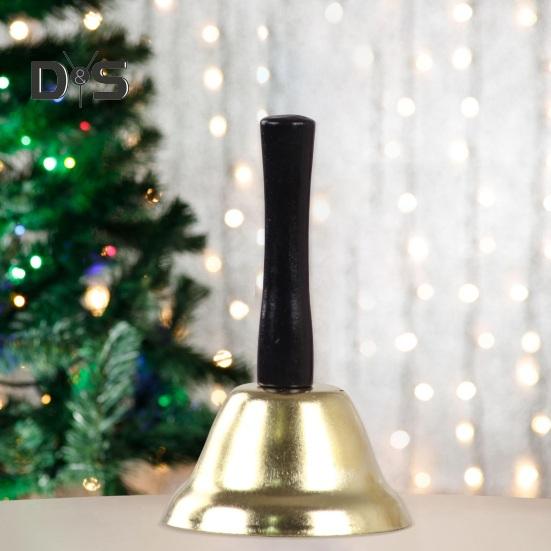 Christmas Hand Bell Wooden Handle Jingle Bells Clear Tone Handbell for Santa Claus Attraction Attention School Wedding Party Supplies