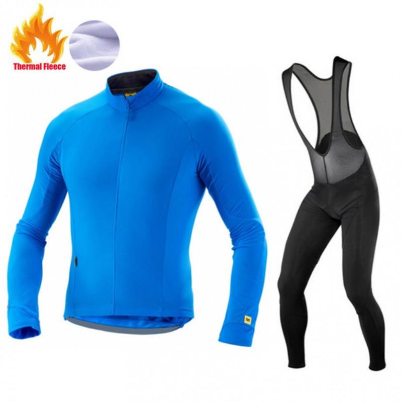 Thermal Long Sleeve Cycling Jersey Set With Fleece Lining Winter Road Bike Riding