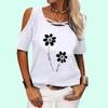 Women Casual Round Neck Off Shoulder Tee Shirt Summer Short Sleeve Pullover Print T-shirt