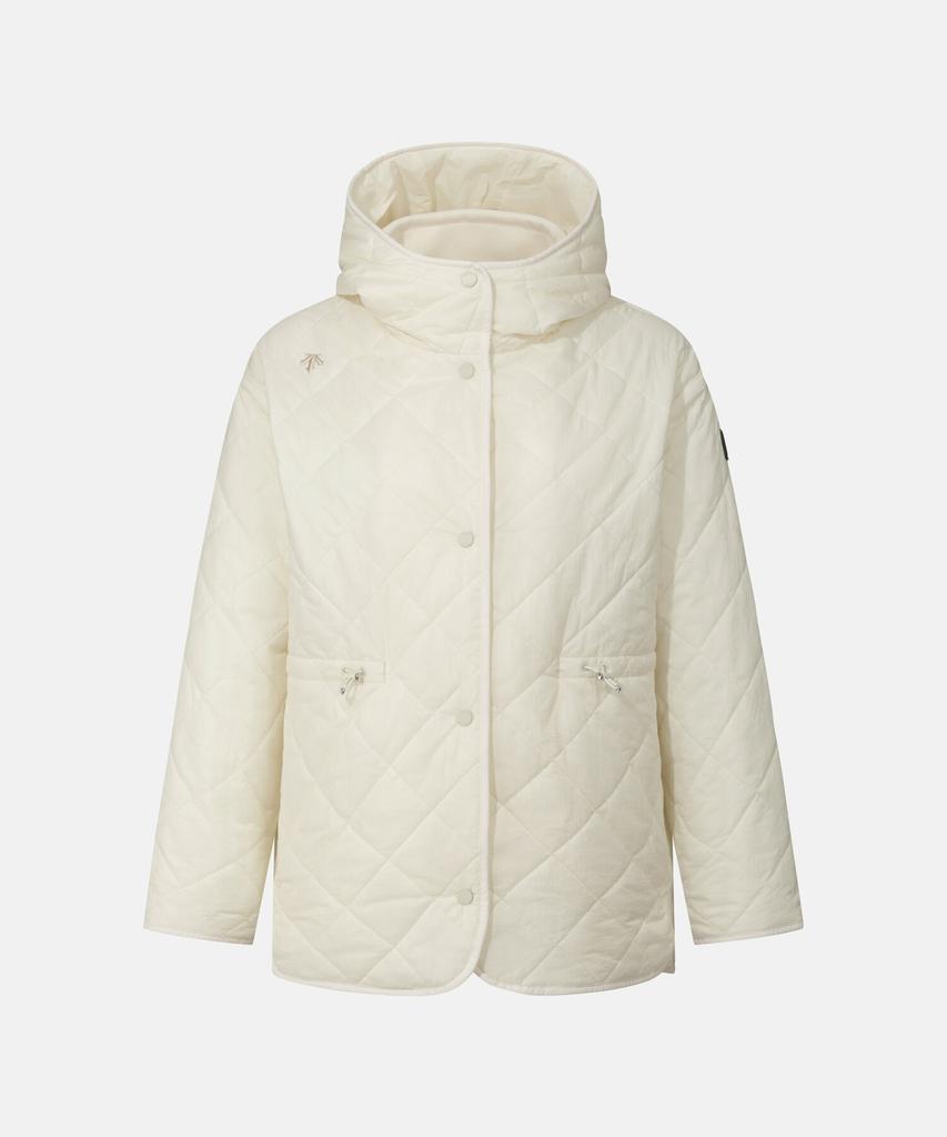 Descente Women'S Quilted Long Padded Jacket Cream Sr122Pkt12