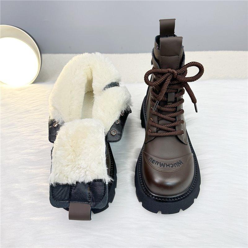 Wool snow boots women's winter velvet thickened large cotton shoes fur integrated thick-soled short boots non-slip Martin boots