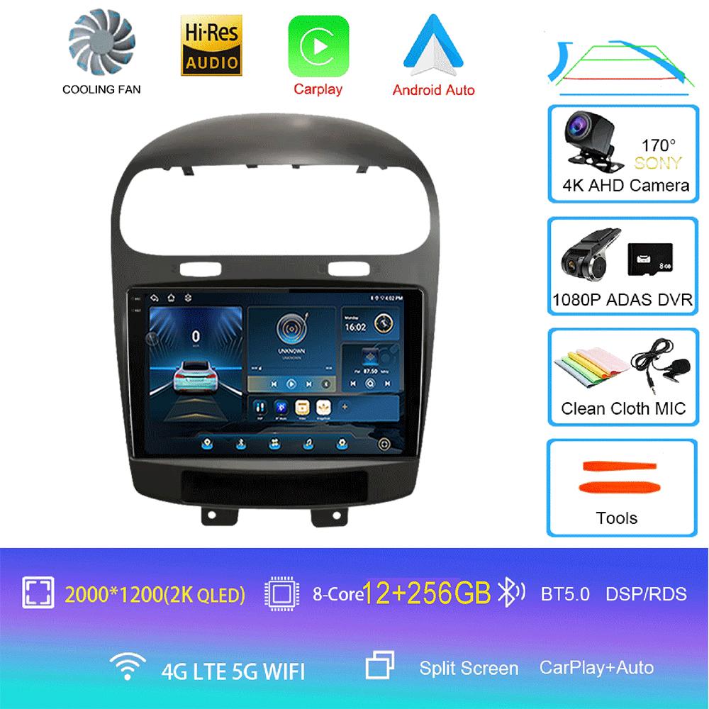 Для Dodge Journey Fiat Leap 2012-2020Автомобильное радио Навигация GPS Навигация Мультимедийный проигрыватель Android 14 2 Din Carplay WIFI+4G