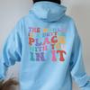 Women'S Shoulder Sleeve Sweater Plain Letter Print Kangaroo Pocket Drawstring Print Hood