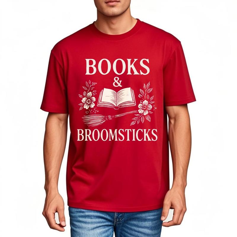 fashion tshirt Street Wear Boys O Neck tshirt Books And Broomsticks With Flowers Comfort Unisex tops Minimalist teeshirt
