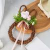 Венок с пасхальным кроликом из искусственных цветов, ротанговый, для подвешивания на стену или дверь, декор для весеннего фестиваля, для дома, для вечеринки в помещении или на улице