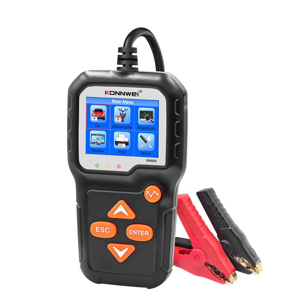 Тестер аккумуляторов для автомобилей и мотоциклов 12 В 6 В KONNWEI KW650, анализатор аккумуляторной системы 2000CCA, тест на проворачивание зарядки, диагностический инструмент